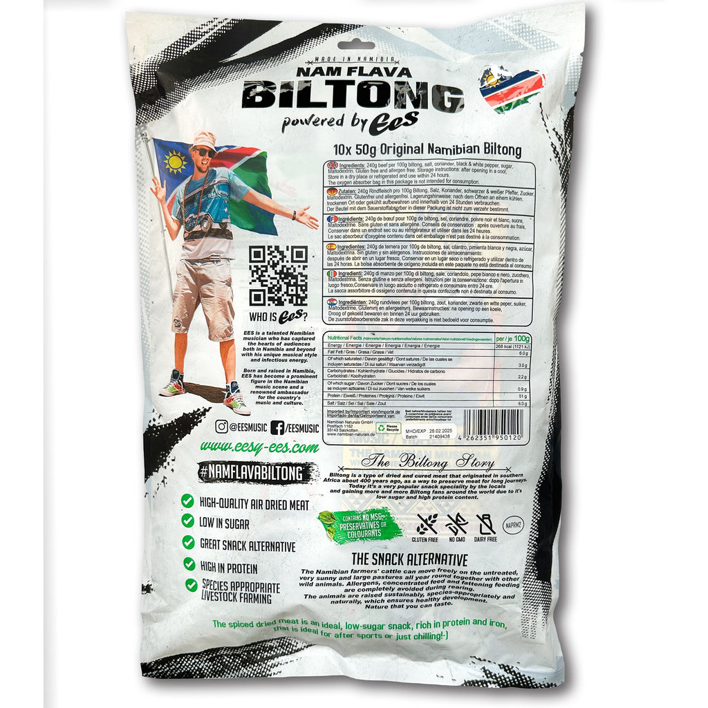 10x Pack (50g) - Nam Flava Biltong by EES - 500g
