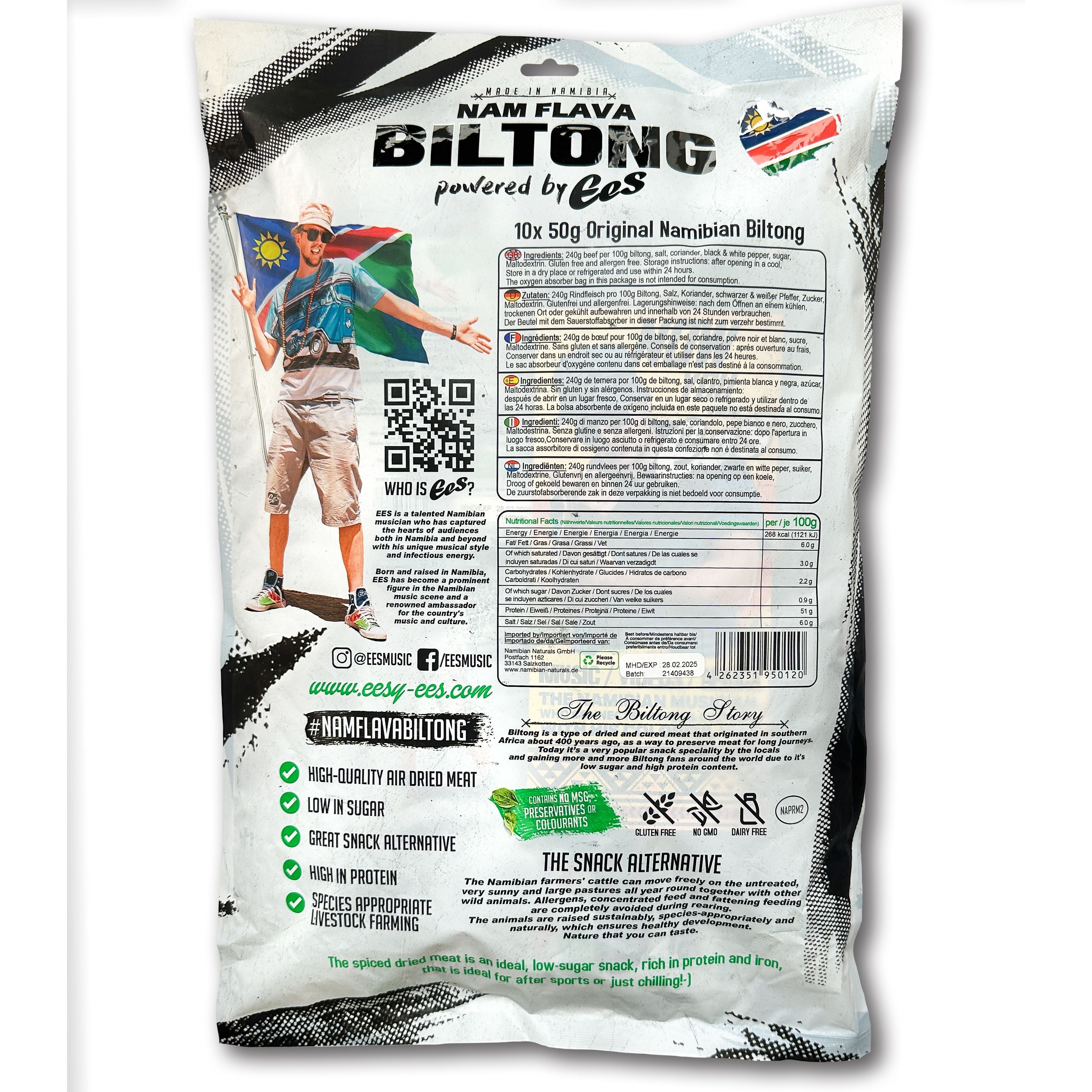 10x Pack (50g) - Nam Flava Biltong by EES - 500g